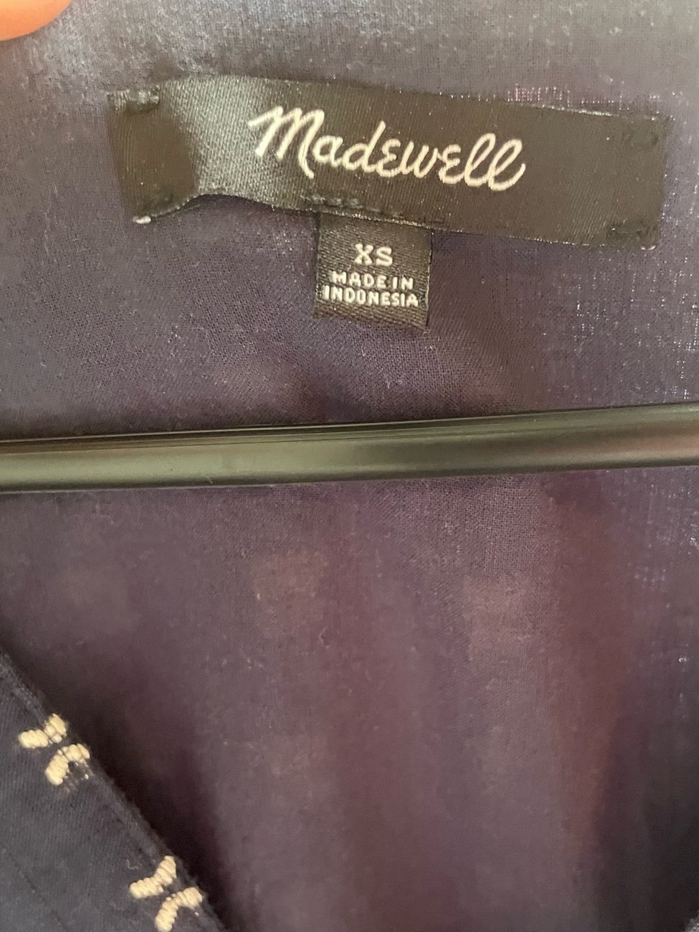 Madewell Navy V-Neck Babydoll Dress with Small White Pattern - Picture 3 of 3